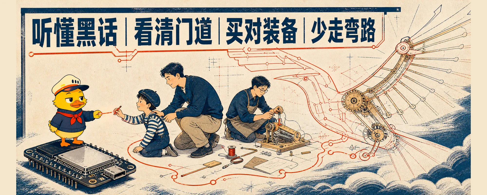诺鸭船长3 (@noahduck283) — 10分钟带你玩转AI硬件，破解黑话，看透套路，最后直接抄作业 ​1.不水字数2.不制造焦虑3.小学生都能看懂！ ​ ​那些曾劝退你的代码和术语壁垒，已被 AI 彻底推倒；现在亲手做一个实体 AI 小伙伴的快乐，属于每一个