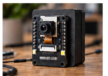 ESP32 camera board with a small camera lens